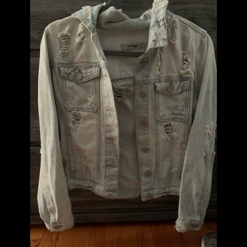 Light denim frayed jacket from Charlotte Russe